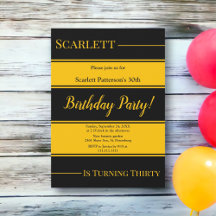 Elegante Black And Gold Stripes Cumpleaños De Lujo