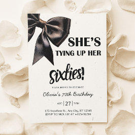 Invitación Elegante Black Bow Cumpleaños 70