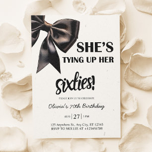 Invitación Elegante Black Bow Cumpleaños 70