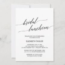 Elegante Black Calligraphy Bridal Luncheon