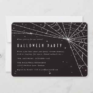 Invitación Elegante Black Diamond Spider Web Halloween Party