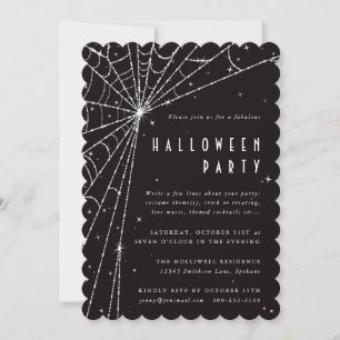 Invitación Elegante Black Diamond Spider Web Halloween Party