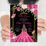 Invitación Elegante Black Fuchsia Pink Floral Mis Quince<br><div class="desc">Elegante Black Fuchsia Floral Rosa Mis Quince Invitación Mis Quince Quince 15 Anos,  16º Cumpleaños, </div>