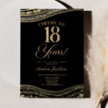 Invitación Elegante Black Gold Agate 18th Birthday Party<br><div class="desc">¡Esta es una elegante invitación a la fiesta de cumpleaños 18 de la Black Gold Agate!</div>