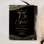 Invitación Elegante Black Gold Agate 75th Birthday Party<br><div class="desc">¡Esta es una elegante invitación a la fiesta de cumpleaños 75 de la Black Gold Agate!</div>