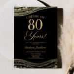 Invitación Elegante Black Gold Agate 80th Birthday Party<br><div class="desc">¡Esta es una elegante invitación a la fiesta de cumpleaños 80 de la Black Gold Agate!</div>