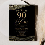 Invitación Elegante Black Gold Agate 90th Birthday Party<br><div class="desc">¡Esta es una elegante invitación a la fiesta de cumpleaños 90 de la Black Gold Agate!</div>