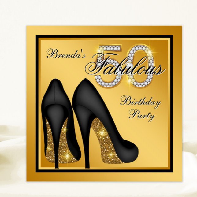 Invitación Elegante Black Gold Fabulous de cumpleaños número  (Subido por el creador)