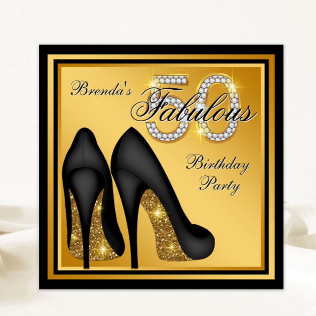 Invitación Elegante Black Gold Fabulous de cumpleaños número  (Subido por el creador)