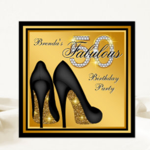 Invitación Elegante Black Gold Fabulous de cumpleaños número