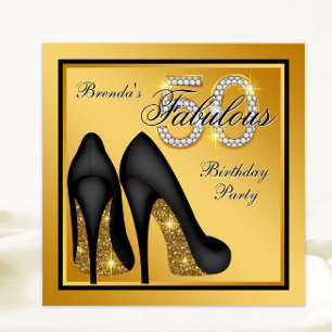 Invitación Elegante Black Gold Fabulous de cumpleaños número