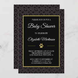 Invitación Elegante Black Panther Leopard Spots Baby Shower