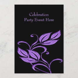 Invitación Elegante Black Purple Glass Floral Todos los event