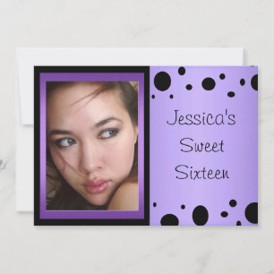 Invitación Elegante Black Spots Photo Sweet 16