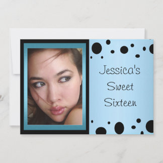 Invitación Elegante Black Spots Photo Sweet 16