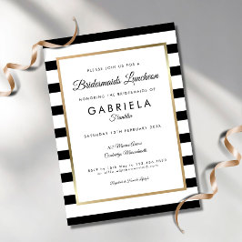 Invitación Elegante Black Stripe Gold Bridesmaids Luncheon