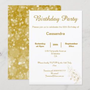 INVITACIÓN ELEGANTE BLANCO DE ORO DERRIBA AL PERSONALIZADO CU