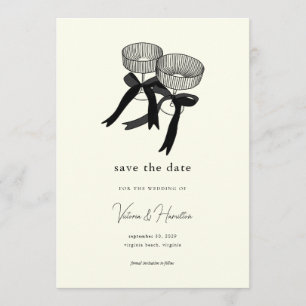 Invitación Elegante Blanco Negro Champagne Save the Date