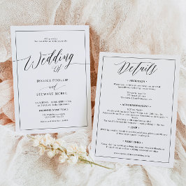 Invitación Elegante blanco negro todo en un boda de guiones