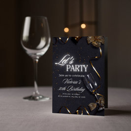 Invitación Elegante blanco y negro 50 cumpleaños