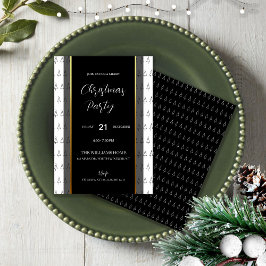Invitación Elegante blanco y negro con detalles dorados