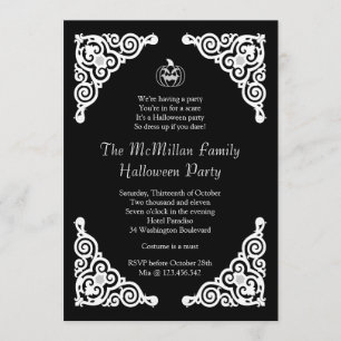 Invitación elegante blanco y negro del fiesta de