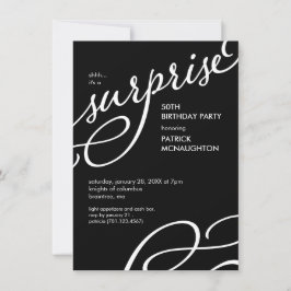 Invitación Elegante blanco y negro en la fiesta de cumpleaños
