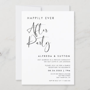 Invitación Elegante blanco y negro Feliz para todos después d