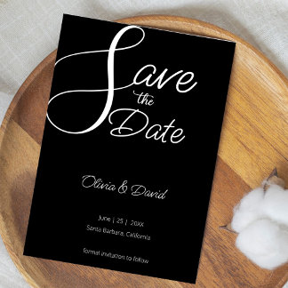 Invitación Elegante blanco y negro salven la fecha