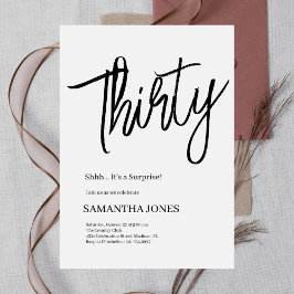 Invitación Elegante blanco y negro Treinta y Treinta Fiesta d