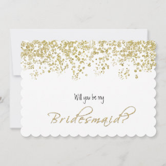 Invitación Elegante blanco y oro ¿Serás mi dama de honor?
