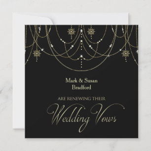 Invitación Elegante Blk/Renovación de Oro/Boda Vales Invitaci