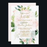 Invitación Elegante Blogom Rosa 40 Fiesta de cumpleaños<br><div class="desc">Más acuarela floral 40 invitaciones de cumpleaños en la Pequeña Tienda Bayleigh!</div>