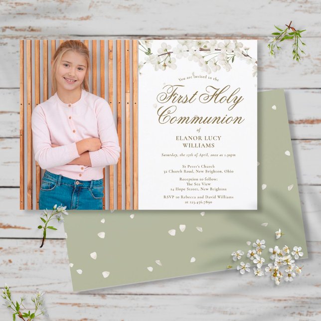 Invitación Elegante Blossom Blanco Primera foto de la Santa C (Subido por el creador)