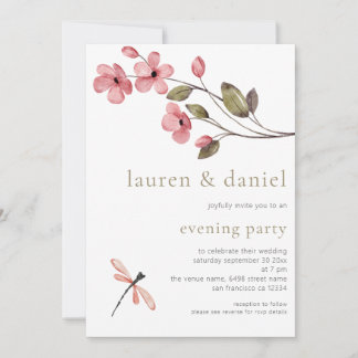 Invitación Elegante Blossom Boda de código QR Fiesta de noche