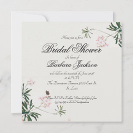 Invitación Elegante Blossom Botánico Rosa con Mariposa