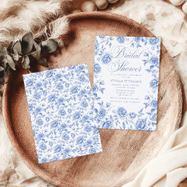 Invitación Elegante Blu Floral Chinoiserie Bridal Shower