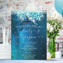 Elegante Blue Aqua Verde azulado Boda de Árbol de 