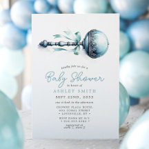 Elegante Blue Baby Rattle Boy Baby Shower