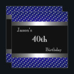 Invitación Elegante Blue Black Silver Studs 40th Birthday Man<br><div class="desc">Elegante Blue Black Silver Studs 40th Birthday Mans Invitation. Elegante Classy Todo Ocasión Fiesta invitaciones a plantilla</div>