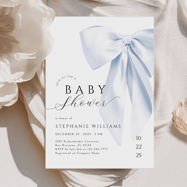 Invitación Elegante Blue Bow Boy Baby Shower (Subido por el creador)