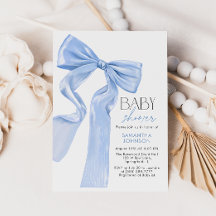 Elegante Blue Bow Coquette Baby Shower