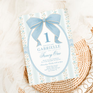 Invitación Elegante Blue Bow Fancy One Love Shack Primer cump