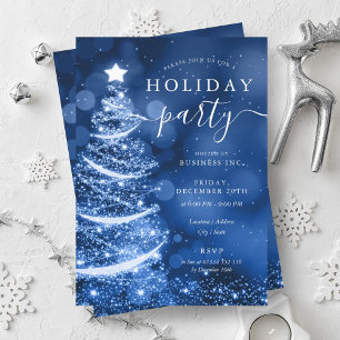 Invitación Elegante Blue Christmas Tree Company Holiday