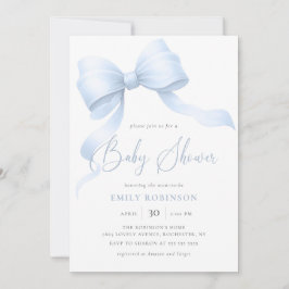 Invitación Elegante Blue Coquette Bow Boy Baby Shower