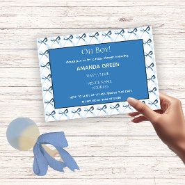 Invitación Elegante Blue Coquette Bows Boy Baby Shower