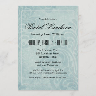 Invitación Elegante Blue Damask Bridal Luncheon