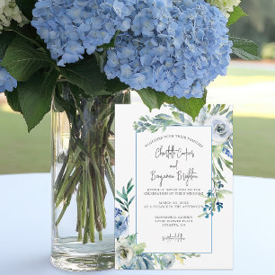 Invitación Elegante Blue Floral Spring Garden Wedding
