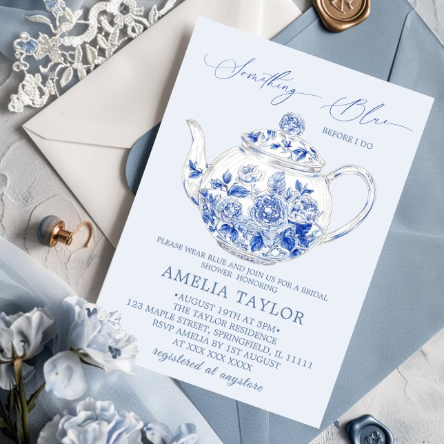 Invitación Elegante Blue Floral Toile Bridal Shower (Subido por el creador)