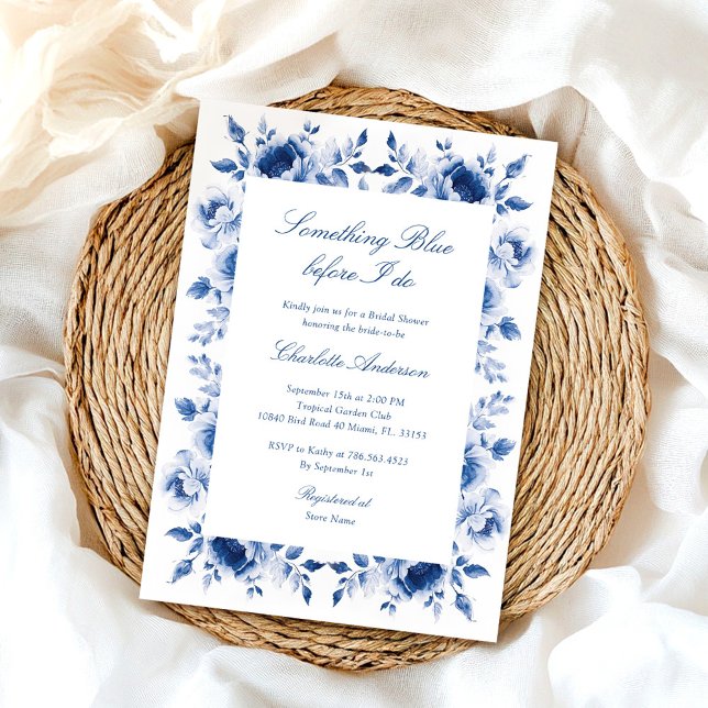 Invitación Elegante Blue Floral Watercolor Bridal Shower (Subido por el creador)